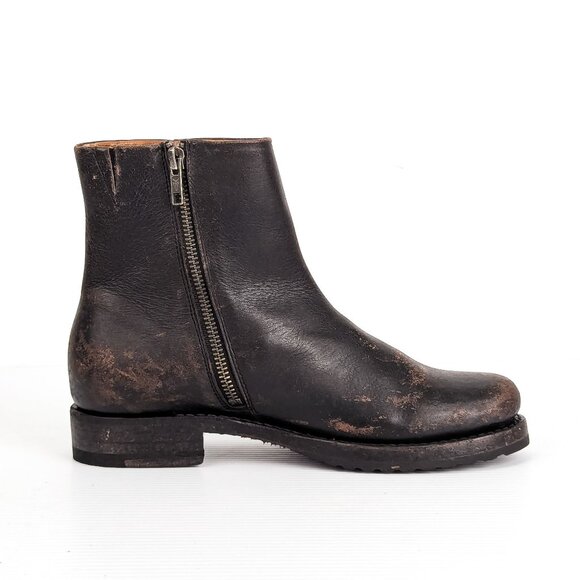 Frye Women Veronica Inside Zip Moto Biker Distress Brown Leather Boots sz 7 - Picture 4 of 7